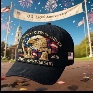 Unisex USA 250th Anniversary Black Embroidered Cap